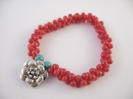 Rote Koralle Armband Blume