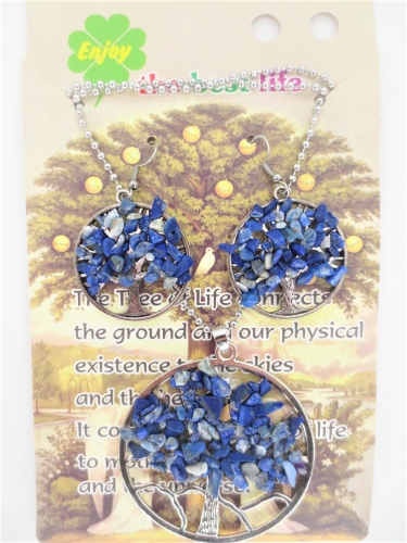 Baum des Lebens Halskette + Ohrring Set sodalite
