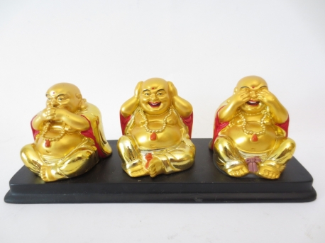 grosshandel - Buddhas Gold auf Platte sitzend Hören, Sehen, Schweigen 