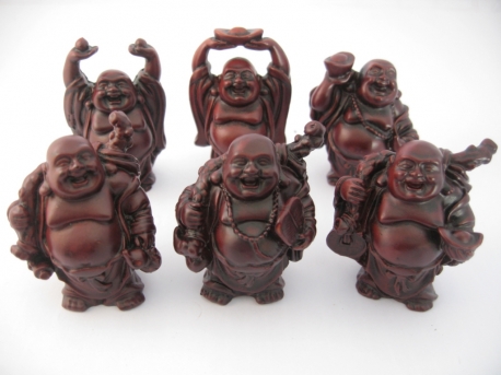Grosshandel - Buddhas rot Set 6 Statuen 8cm stehend