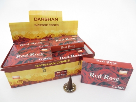 Darshan Räucherstäbchen in Kegelform Red Rose