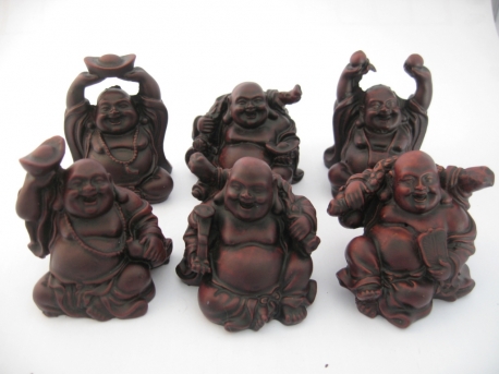 Grosshandel - 8cm Buddha Set Rot 6 Stück sitzend