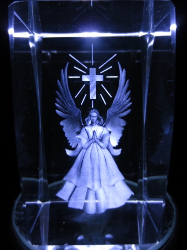 3D Laserblock mit Engel und Kreuz