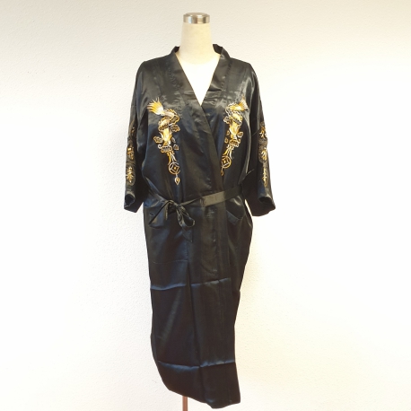 Großhandel - Long Kimono Dragon Luxe schwarz