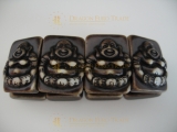 Armband mit lachenden Buddhas in braun II