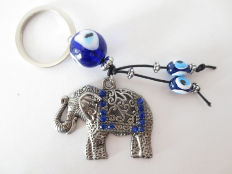 Blaues böses Auge, Schlüsselanhänger set mit elefant (6pcs)