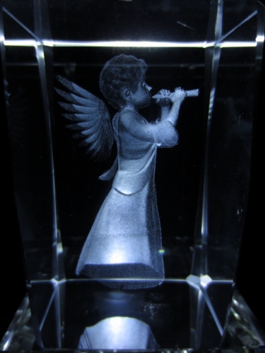 3D Laserblock Engel mit Flöte
