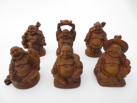 Grosshandel - 5cm Buddha Set Braun 6 Stück