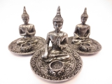 Set von 3 Tibetische Buddha Räucherstäbchenhalter silber