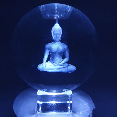 Großhandel - Kristalllaserkugel Thailändischer Buddha 10 cm