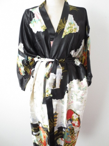 Japanischer Kimono lang schwarz