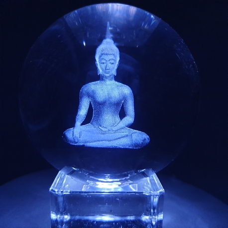 Großhandel - Kristalllaserkugel Thai Buddha 8cm