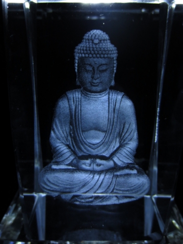 3D Laserblock mit meditierendem Buddha
