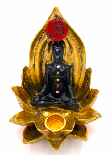 Lotus 7 Chakra-Meditation OM Räucherstäbchenhalter Gold