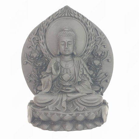 Großhandel - Buddha Black sitzt auf Lotusthron für Wand