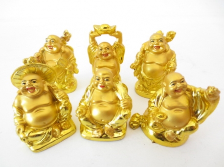 Grosshandel - 5cm Buddha Set gold 6 Stück