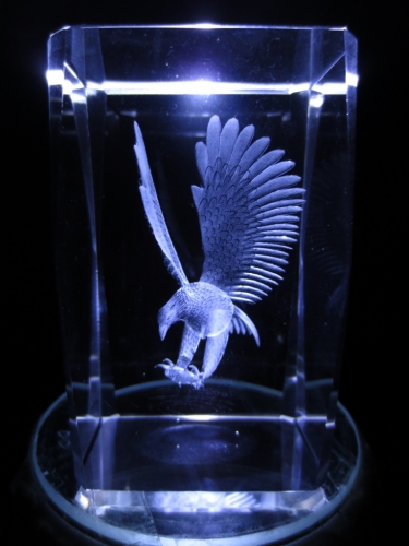 3D Laserblock mit Adler der Fisch fängt