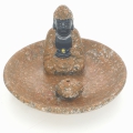 Weihrauchhalter Buddha auf Schüssel hellbraun