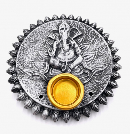 Ganesha Räucherstäbchenhalter rund silber (6 Stück)