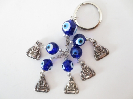 Blaues böses Auge, Schlüsselanhänger mit Buddha Set mit 6