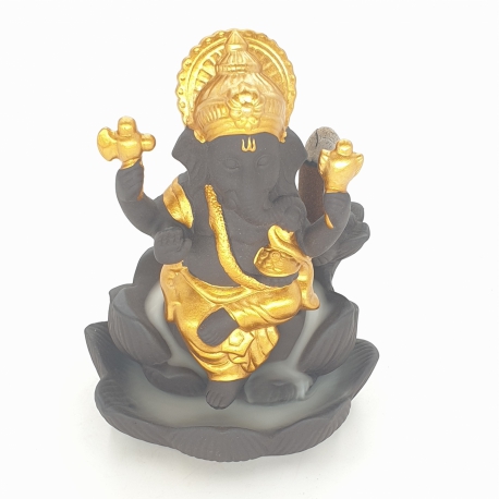 Großhandel - Rückfluss Weihrauchbrenner Ganesha Gold