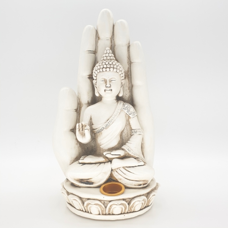 Räucherstäbchenhalter weiße Buddha mit hand
