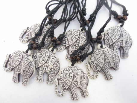 Polystone Elefant Halskette set von 12 weiss