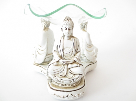 3 weiße Buddhas Ölbrenner