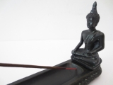 Schwarzes Räucherstäbchenbrettchen thailändischer Buddha 