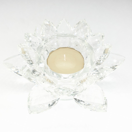 Kristall-Lotusblüte mit Teelicht 