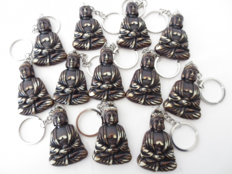 Meditations-Buddha Schlüsselanhänger braun