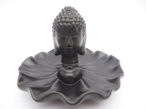 Buddha Räucherstäbchenhalter schwarz auf Schale