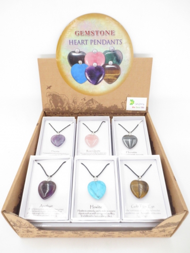 Großhandel - Gemstone Heart Pendants Necklace With Diamand 