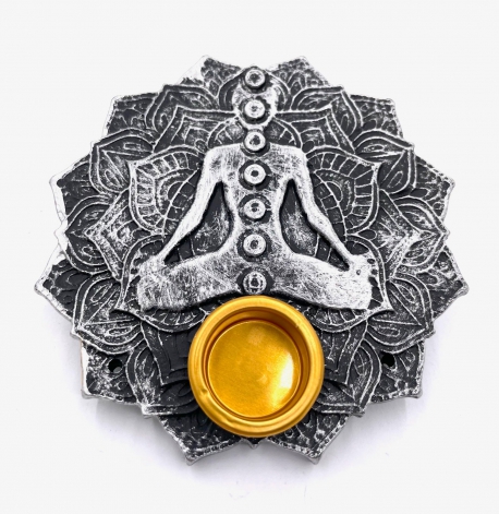 7 Chakra Lotus Räucherstäbchenhalter rund silber (6 Stück)