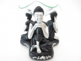 3 ruhige Buddhas Ölbrenner in silbern/schwarz