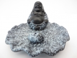 Fröhlicher Buddha Räucherstäbchenhalter grau