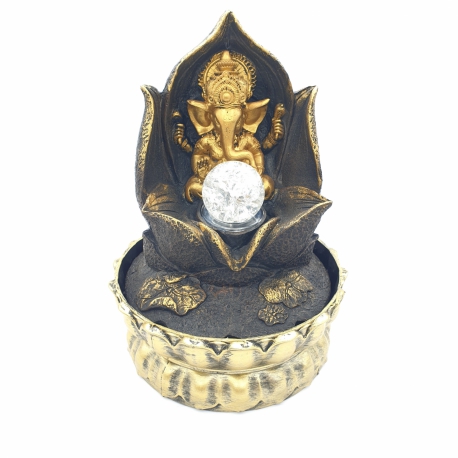 Großhandel - Meditation Led Beleuchtung Ganesha in Lotus Gold Fountain Small