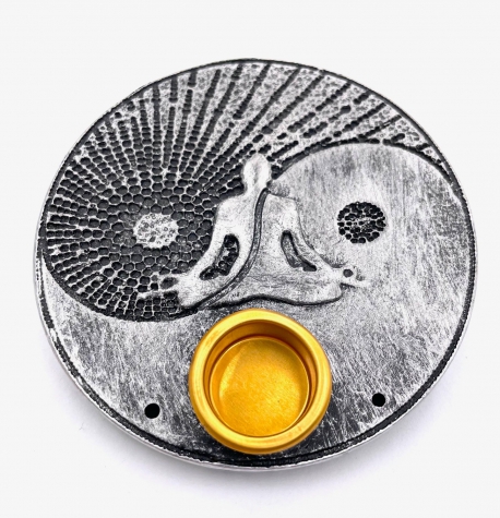 Yin Yang Meditation Räucherstäbchenhalter rund silber (6 Stück)