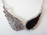 Silver Flügel mit diamant Halskette silber/schwarz klein
