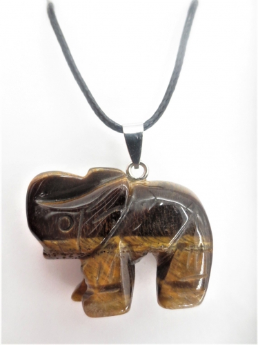 Luxus Elefant Anhänger Halskette - Tigerauge