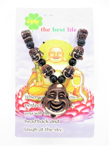 Großhandel - Braune lächelnde Buddha-Kopfkette