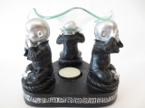 3 Mönche hören, sehen und schweigen Ölbrenner in schwarz/silbern