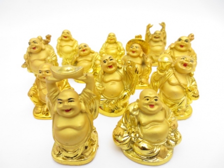 Grosshandel - 5cm Buddha Set Gold 12 Stück