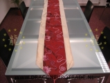 Chinesische Tischdecke silber/braun
