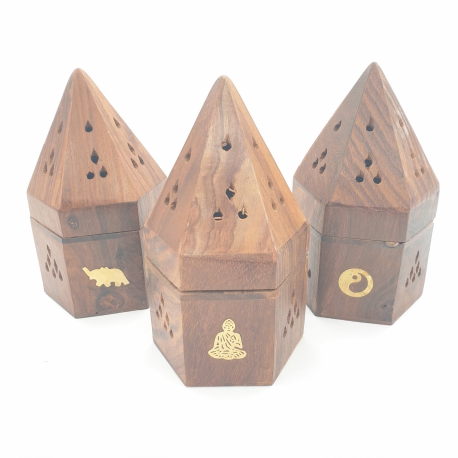 Großhandel - Holz pyramide Kegelbrenner gemischt (6 Stück)