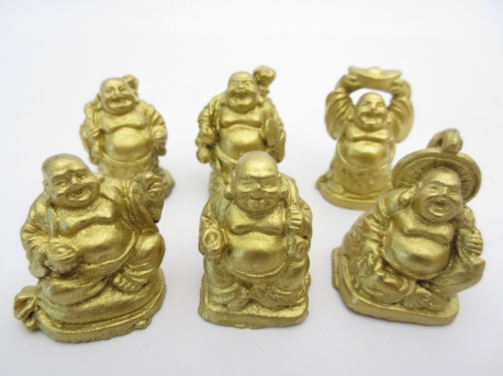 Grosshandel - 3cm mini Buddha Set Gold 6 Stück