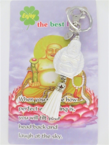 lächelndes Buddha keychain weiss