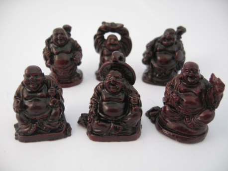 Grosshandel - 3cm Mini Buddha Set Rot 6 Stück