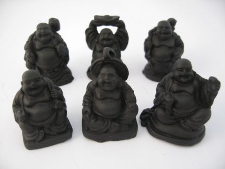 Grosshandel - 3cm mini Buddha Set schwarz 6 Stück