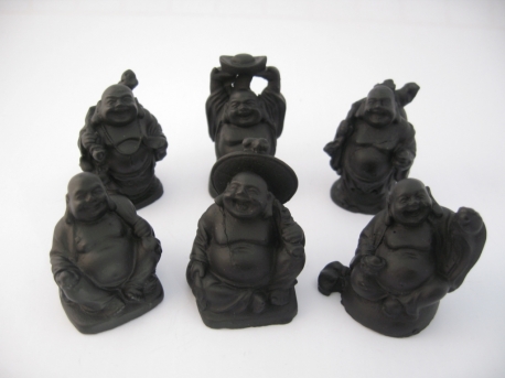 Grosshandel - 5cm Buddha Set Schwarz 6 Stück